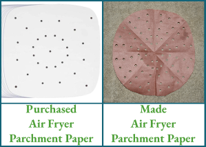 Purchase vs Made Paper - How to Use Perforated Parchment Paper in an Air Fryer